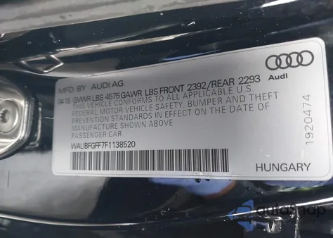 2015 Audi A3 2.0T Premium from USA, damaged, VIN WAUBFGFF7F1138520